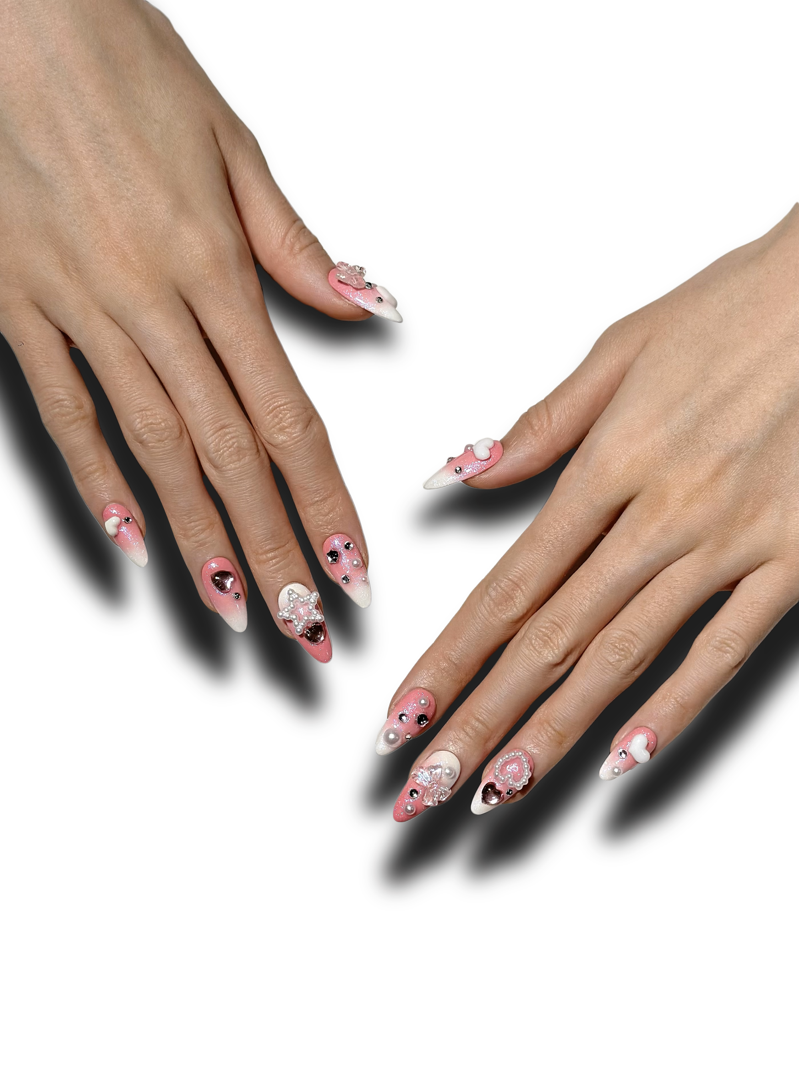 PINK DREAM CHARMS Medium 3D press-on nails