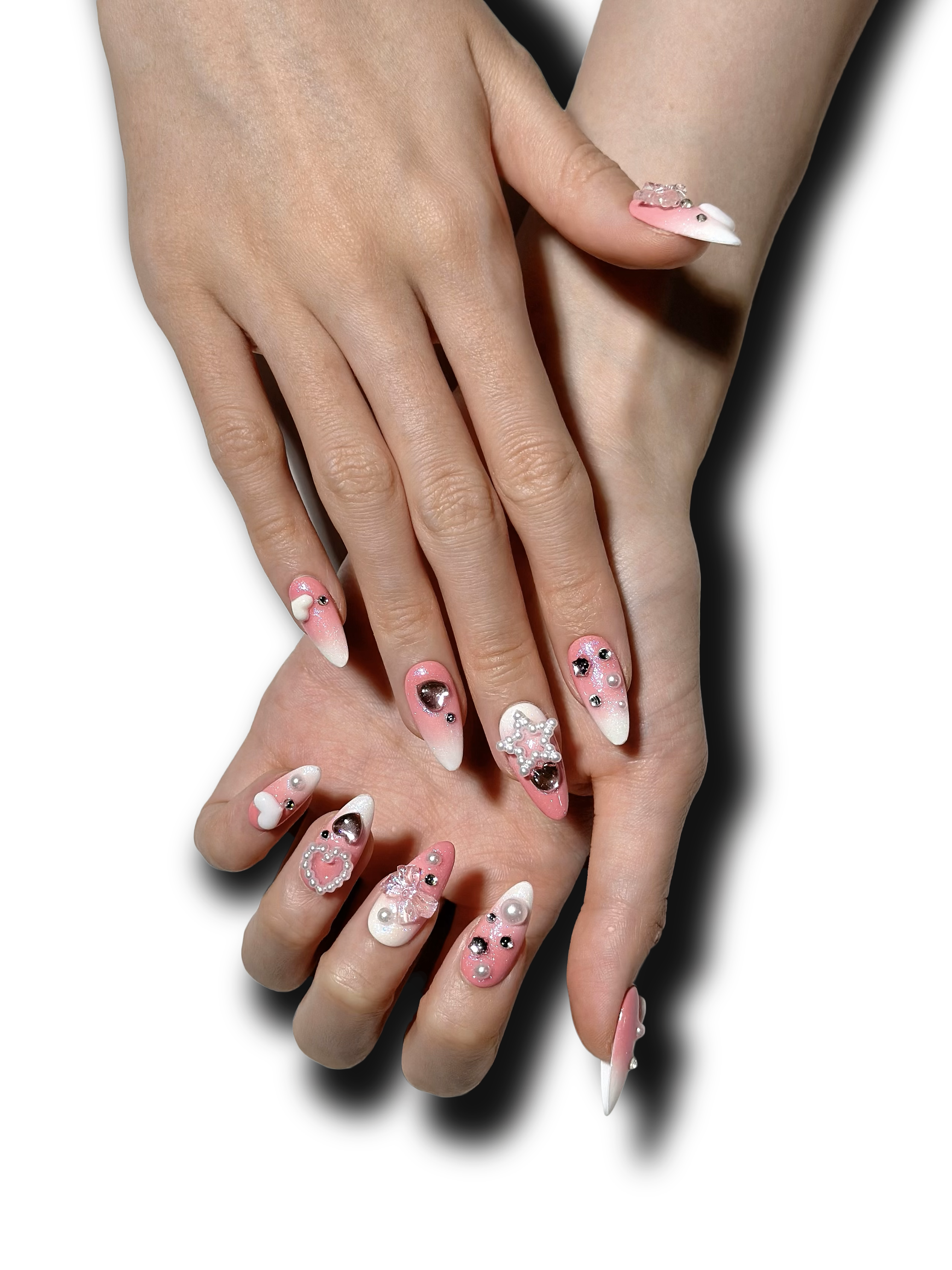 PINK DREAM CHARMS Medium 3D press-on nails