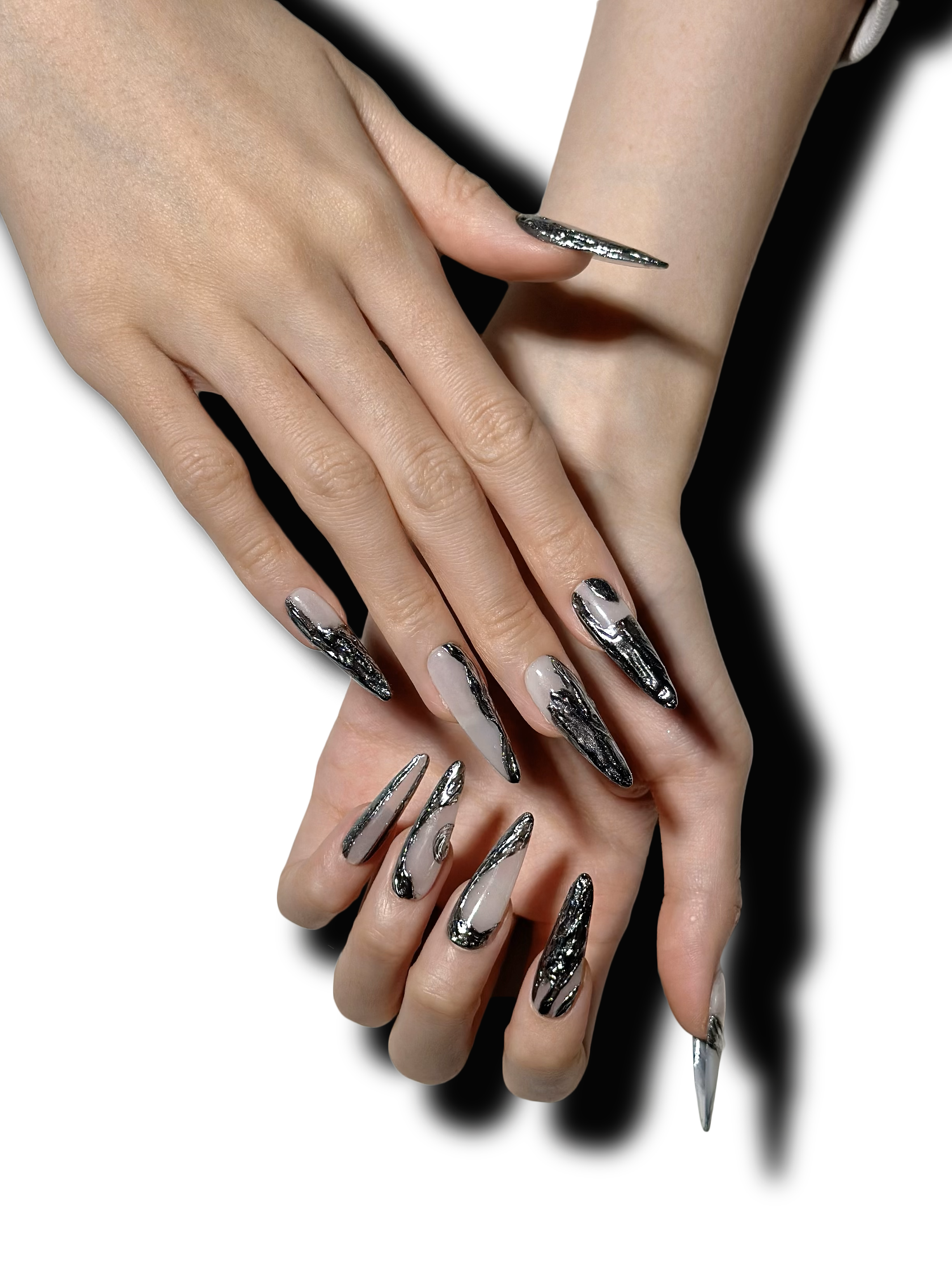 MARBLE MYSTIQUE Long 3D press-on nails