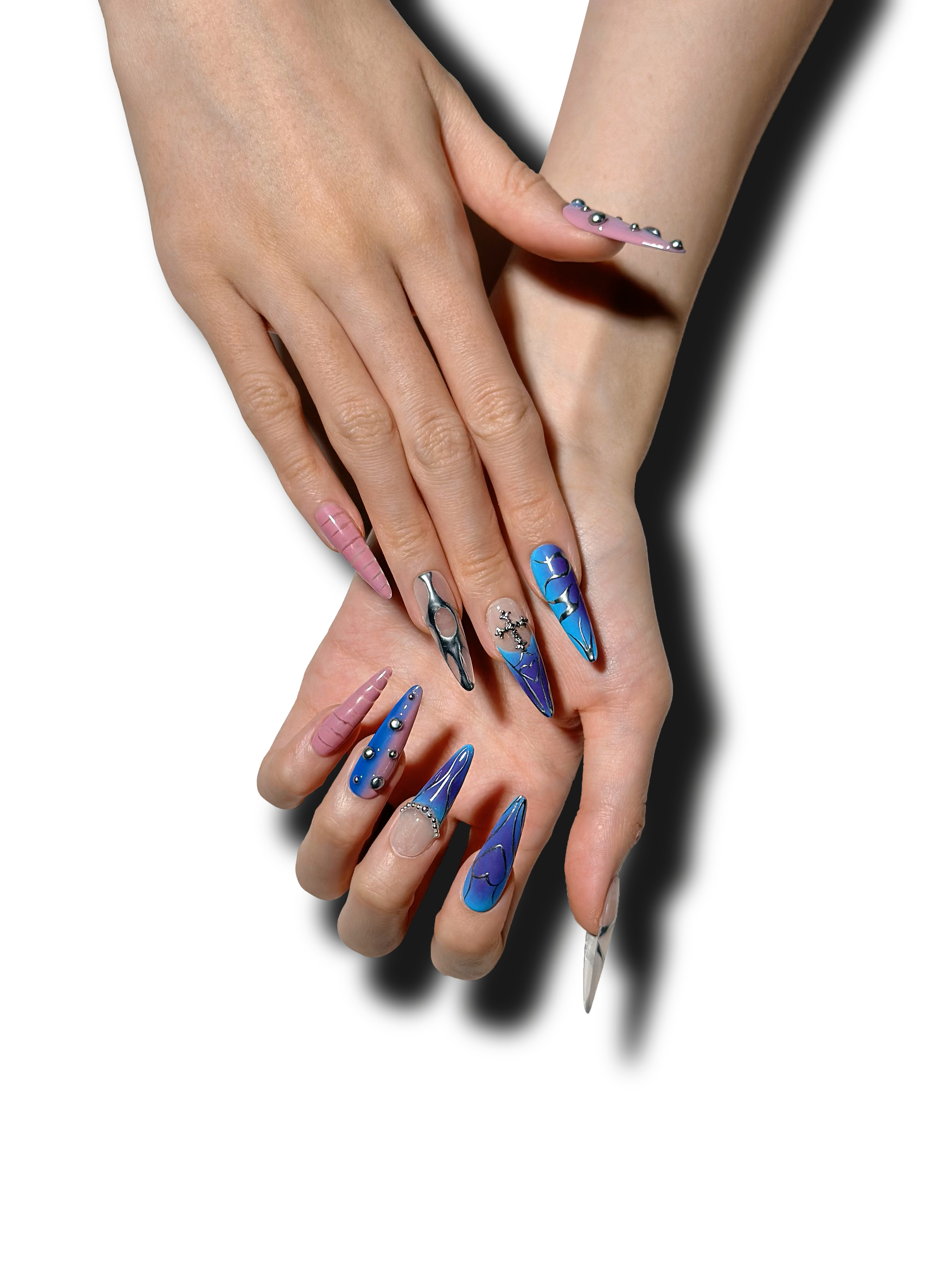 GALACTIC CROSS Long 3D press-on nails